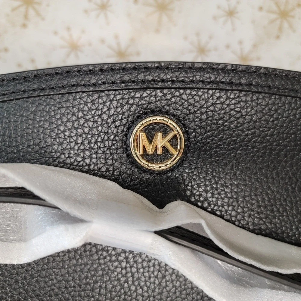 Michael Kors Crossbody Black Leather Bag Scarf and Charm‎